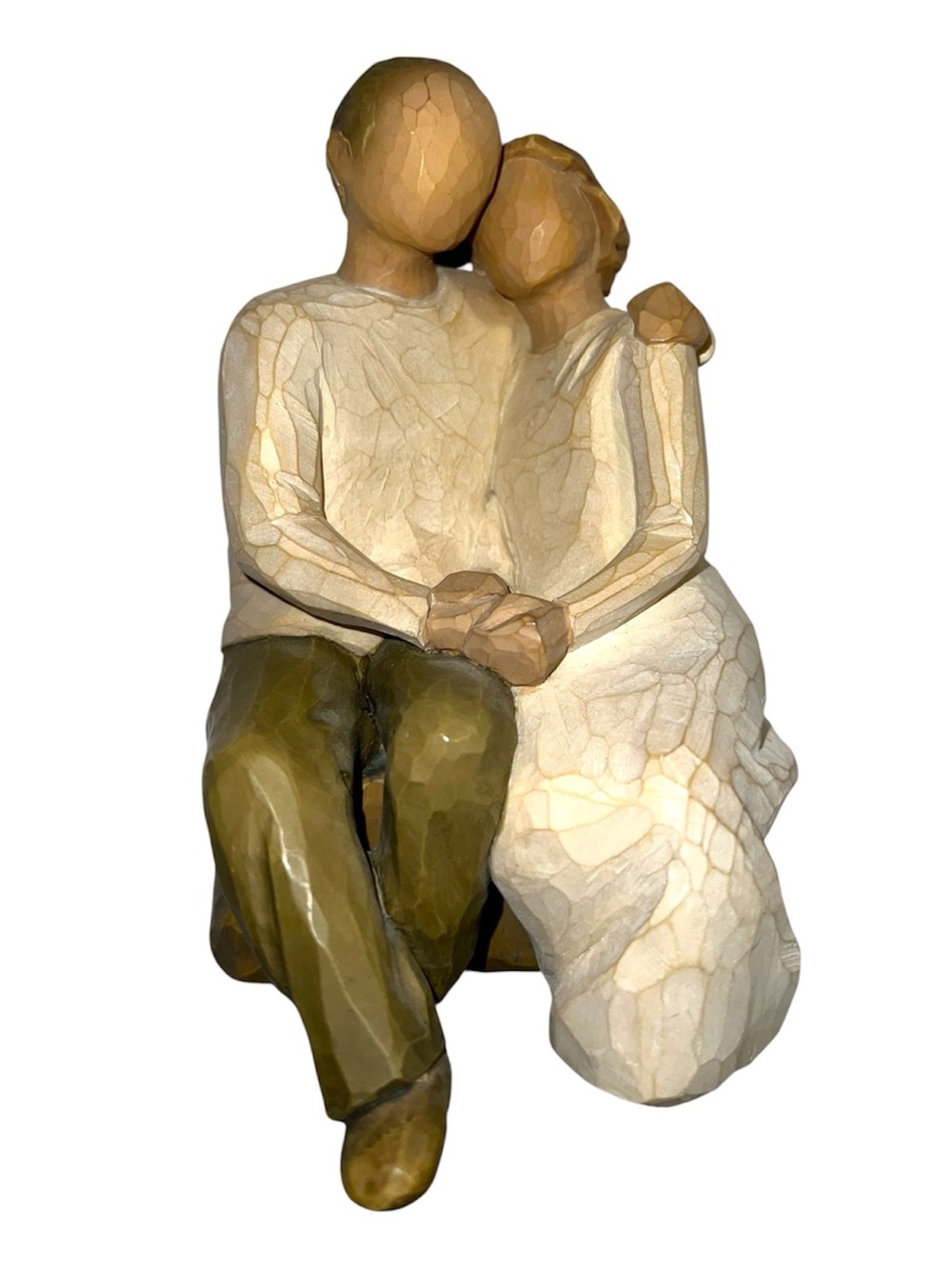 Willow Tree-Inspired Embrace Figurine in Cream and Olive “ anniversary “